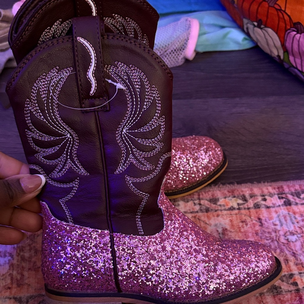 Sparkly Pink Kids Cowboy Boots